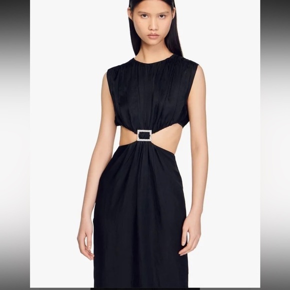 Sandro Paris Plaza Embellished Cut Out Midi Dress - Picture 5 of 16